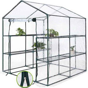 Foliengewächshaus 2 Regale Gewächshaus Treibhaus Pflanzenhaus Tomatenhaus Frühbeet Aufzucht - 1