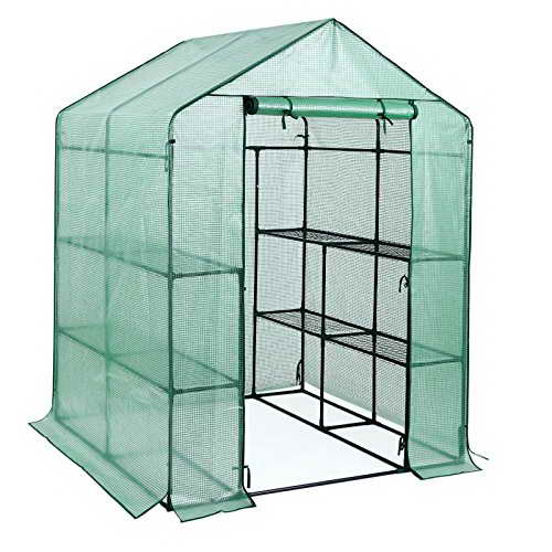 Songmics Foliengewächshäuser Tomatenhaus mit 130 g/m² PE 143 x 143 x 195 cm GWP12L - 1