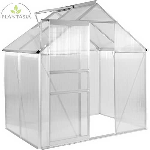 PLANTASIA® Alu Gewächshaus, 3,94 m³ - 9,42 m³, 6 mm Hohlkammerplatten (Kompletteindeckung), Aufbauvideo - 2