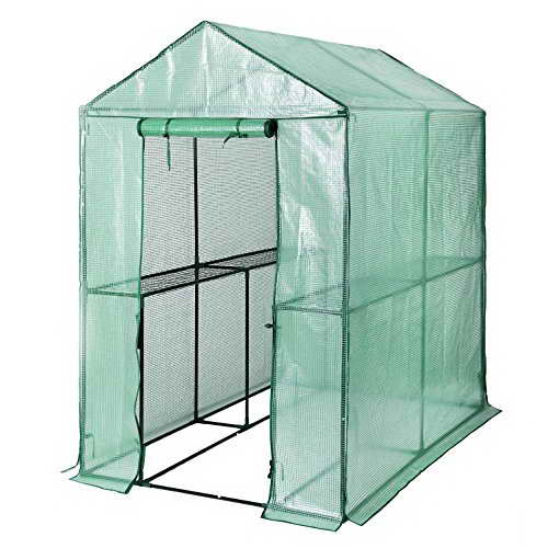 Songmics Foliengewächshäuser Gewächshaus mit 130 g/m² PE 120 x 186 x 190 cm GWP11L - 1