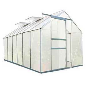 Zelsius - Aluminium Gewächshaus, Garten Treibhaus in verschiedenen Größen, mit Hohlkammerstegplatten, wahlweise mit Stahl-Fundament-Rahmen (190 x 380 cm - 6 mm Platten, ohne Fundament) - 1