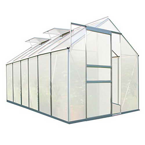 Zelsius - Aluminium Gewächshaus, Garten Treibhaus in verschiedenen Größen, mit Hohlkammerstegplatten, wahlweise mit Stahl-Fundament-Rahmen (190 x 380 cm - 6 mm Platten, ohne Fundament) - 1