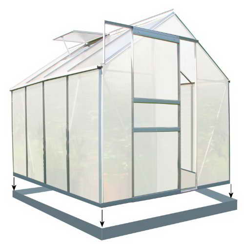 Zelsius - Aluminium Gewächshaus, Garten Treibhaus in verschiedenen Größen, mit Hohlkammerstegplatten, wahlweise mit Stahl-Fundament-Rahmen (190 x 250 cm - 6 mm Platten, mit Fundament) - 1