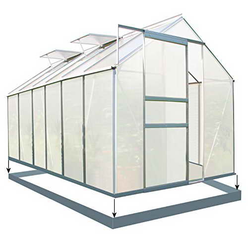 Zelsius - Aluminium Gewächshaus, Garten Treibhaus in verschiedenen Größen, mit Hohlkammerstegplatten, wahlweise mit Stahl-Fundament-Rahmen (190 x 380 cm - 6 mm Platten, mit Fundament) - 1