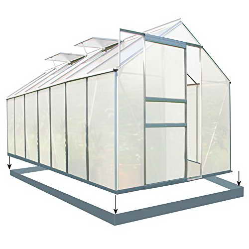 Zelsius - Aluminium Gewächshaus, Garten Treibhaus in verschiedenen Größen, mit Hohlkammerstegplatten, wahlweise mit Stahl-Fundament-Rahmen (190 x 430 cm - 6 mm Platten, mit Fundament) - 1