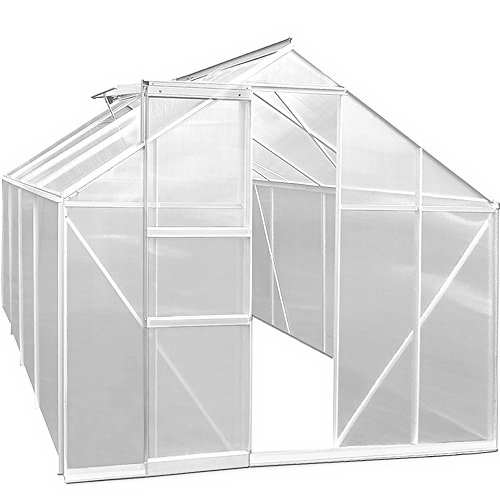 Gewächshaus Alu 11,38m² 250x280x195cm Treibhaus Frühbeet Pflanzenhaus Tomatenhaus Pflanzenhaus - 