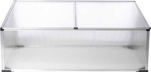 Gartenfreude Gewächshaus Frühbeet Aluminiumrahmen mit Polycarbonatplatten 100 x 60 x 40 cm (LxBxH) -