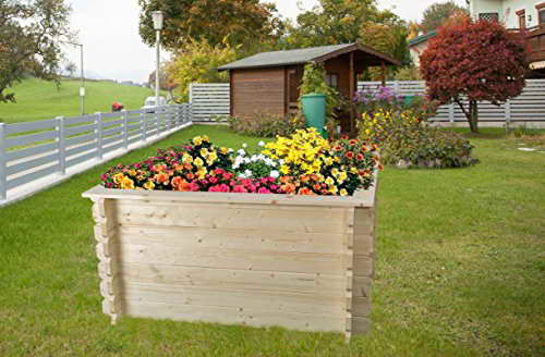 Hochbeet Fichte Gartenfreude aus Blockbohlen - Sockelmaß: 148 x 98 cm, Bohlenstärke: 28 mm -