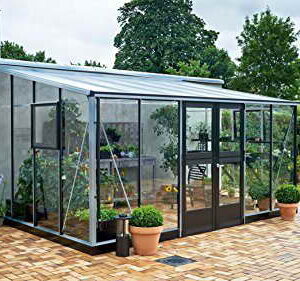 JULIANA Anlehngewächshaus Veranda 12,9, BxT: 439x293 cm, schwarz-silber silberfarben, schwarz -