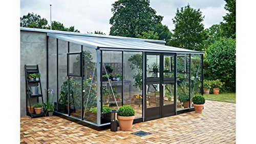 JULIANA Anlehngewächshaus Veranda 12,9, BxT: 439x293 cm, schwarz-silber silberfarben, schwarz -