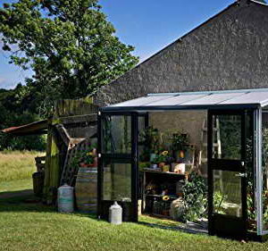 JULIANA Anlehngewächshaus Veranda 4,4, BxT: 296x149 cm, schwarz-silber schwarz, silberfarben -