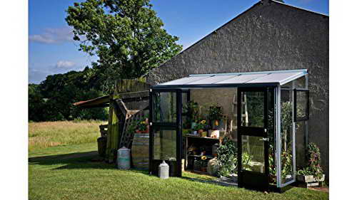 JULIANA Anlehngewächshaus Veranda 4,4, BxT: 296x149 cm, schwarz-silber schwarz, silberfarben -