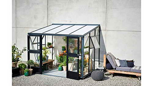 JULIANA Anlehngewächshaus Veranda 6,6, BxT: 296x221 cm, schwarz-silber schwarz, silberfarben - 