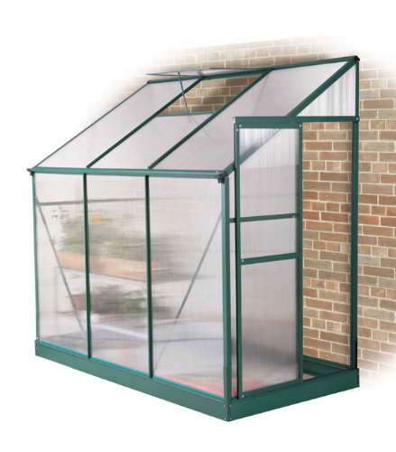 244cm x 122cm Lacewing Traditionell Anlehngewächshaus - Grün (Ohne Sockel) -