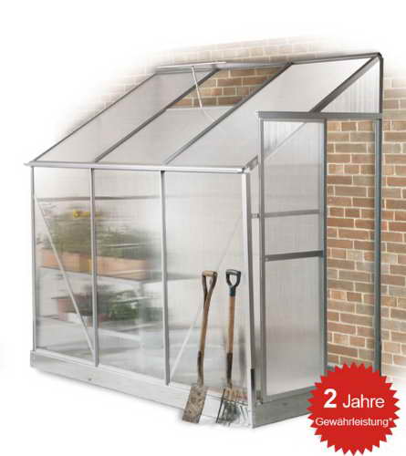 244cm x 122cm Lacewing Traditionell Anlehngewächshaus - Silber (Inklusive Sockel) -