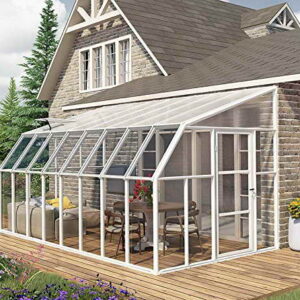 RION Kunststoff Anlehngewächshaus / Wintergarten "Sun Room 410" (632x 258 x 266cm (TxBxH) + Dachfenster -