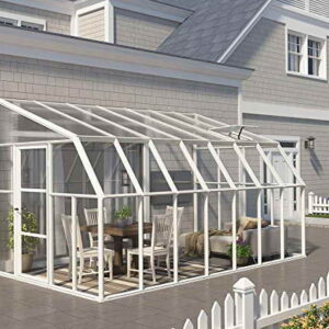 RION Kunststoff Anlehngewächshaus / Wintergarten "Sun Room 47" (446 x 258 x 266cm (TxBxH) + Dachfenster -