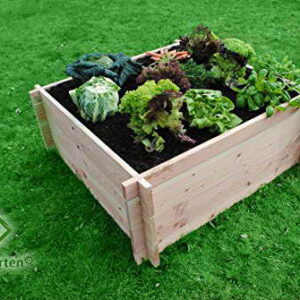 Bio Hochbeet aus Holzbohlen "GRÖN L-110" - widerstandsfähiges Douglasienholz, Zusammenbau ohne Werkzeug, schadstofffrei, GrünerGarten - ohne Chemie (110x110x75) ... -