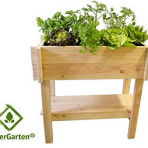 Bio-Hochbeet für Balkon und Terasse GrünerGarten® "GRÖN H2" - Holz, schadstofffrei, mit praktischer Ablage, LxBxH ca. 100x60x100 cm -