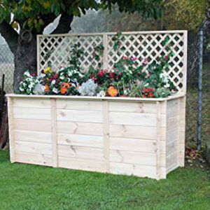 Promadino Hochbeet 2m mit Rankgitteraufsatz -